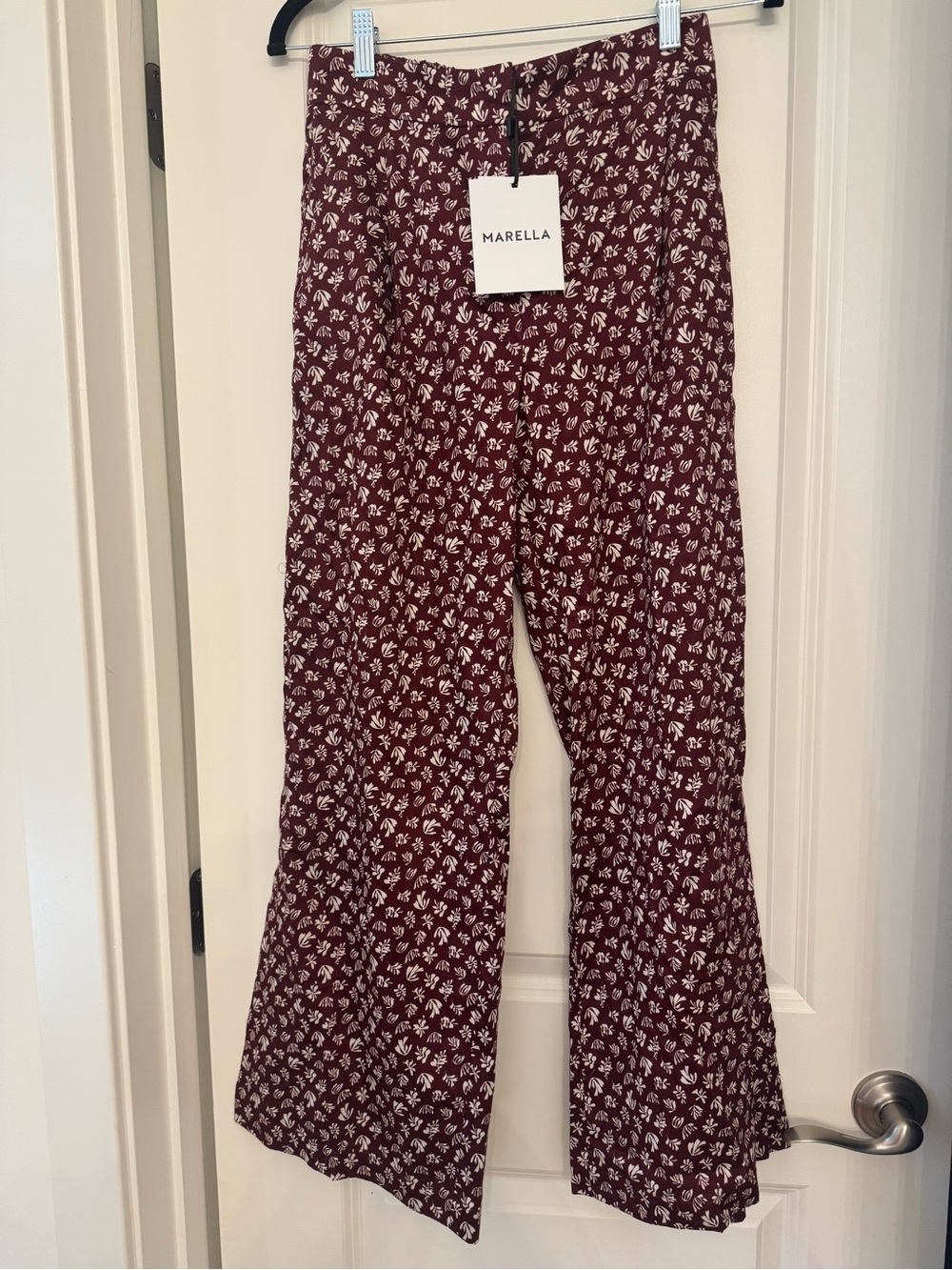 MARELLA Burgundy Floral Boot-Cut Pants